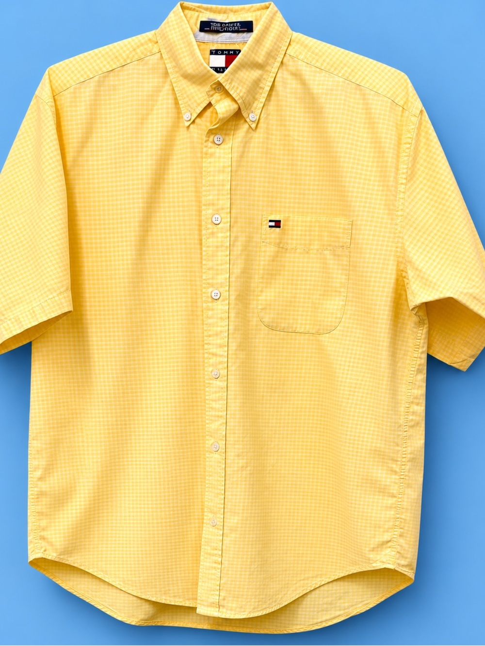 Tommy Hilfiger Men's Casual Yellow Button Down Shirt